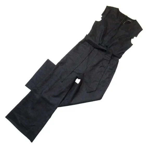 NWT J.Crew Resume Jumpsuit in Black Stretch Linen Belted Wide Leg 1-Piece 12 - Picture 2 of 6